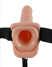 Fetish Fantasy Series 7-Inch Vibrating Hollow Strap-on With Balls - Flesh