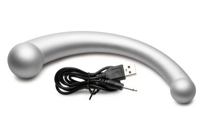 10x Vibra-Crescent Silicone Dual Ended Dildo - Silver