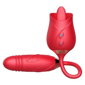 Dildo Vibrator 2in1, Sex Stimulator for Women with 10 Tongue Licking & 10 Thrusting Dildo G Spot Vibrators
