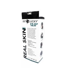 Get Lucky Real Skin 12 Dual Layer Dildo Dark Brown