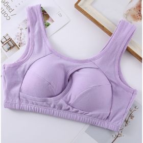 Plus Size Women Bra Ladies Cotton Quake-Proof Underwear Sleep Tops No Buckles Non Wire Lingerie With Removable Padded (Option: Purple-L-1pcs)