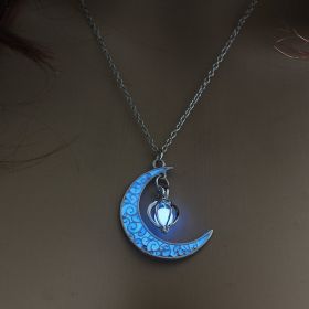 Glowing Pendant Necklaces Silver Plated Chain Necklaces (Option: Blue)