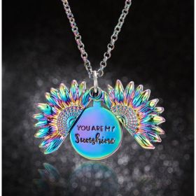 Sunflower Double Lettering Necklace (Option: Colorful)