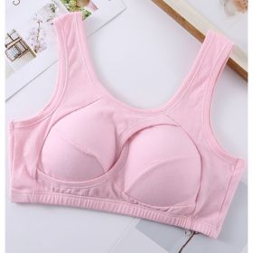 Plus Size Women Bra Ladies Cotton Quake-Proof Underwear Sleep Tops No Buckles Non Wire Lingerie With Removable Padded (Option: Pink-XL-1pcs)