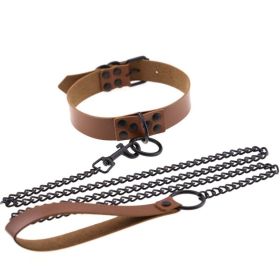 Personalized leather collar (Option: Light coffee)