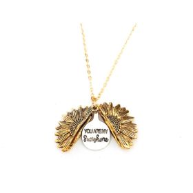 Sunflower Double Lettering Necklace (Option: Gold)