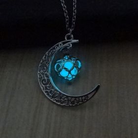 Glowing Pendant Necklaces Silver Plated Chain Necklaces (Option: Love light blue)