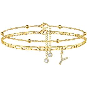 26 Letters Anklet Zircon Letters Simple (Option: Y)