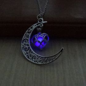 Glowing Pendant Necklaces Silver Plated Chain Necklaces (Option: Love purple)