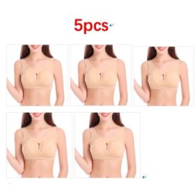 Plus Size Women Bra Ladies Cotton Quake-Proof Underwear Sleep Tops No Buckles Non Wire Lingerie With Removable Padded (Option: Beige-M-5pcs)
