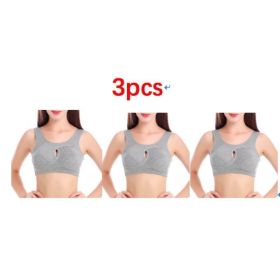 Plus Size Women Bra Ladies Cotton Quake-Proof Underwear Sleep Tops No Buckles Non Wire Lingerie With Removable Padded (Option: Grey-4XL-3pcs)