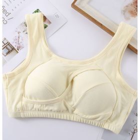 Plus Size Women Bra Ladies Cotton Quake-Proof Underwear Sleep Tops No Buckles Non Wire Lingerie With Removable Padded (Option: Yellow-L-1pcs)