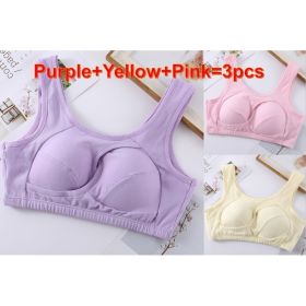 Plus Size Women Bra Ladies Cotton Quake-Proof Underwear Sleep Tops No Buckles Non Wire Lingerie With Removable Padded (Option: Multicolor-M-1pc)