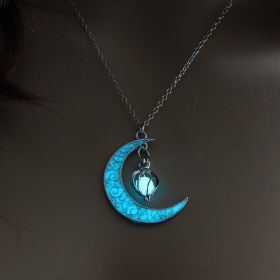 Glowing Pendant Necklaces Silver Plated Chain Necklaces (Option: Light Blue)