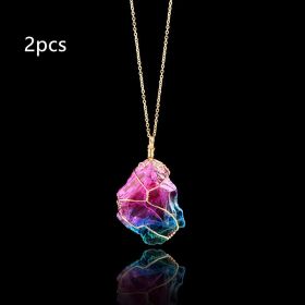 Rainbow Quartz Crystal Necklace (Option: Default 2pcs)