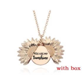 Sunflower Double Lettering Necklace (Option: Rose gold with box)