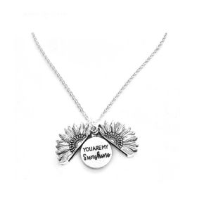 Sunflower Double Lettering Necklace (Option: Silver)
