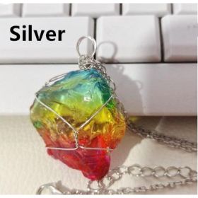 Rainbow Quartz Crystal Necklace (Option: Silver)