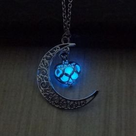 Glowing Pendant Necklaces Silver Plated Chain Necklaces (Option: Love blue)