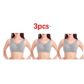 Plus Size Women Bra Ladies Cotton Quake-Proof Underwear Sleep Tops No Buckles Non Wire Lingerie With Removable Padded (Option: Grey-XXL-3pcs)