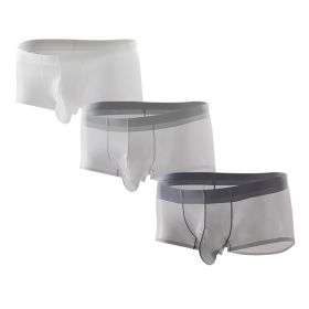 3PCS Men's Ultra Thin Cooling Briefs Lightweight Microfiber Underwear Breathable Design Transparent Underwear Briefs (Option: 3pcs-M)