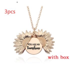 Sunflower Double Lettering Necklace (Option: Rose gold with box 3pcs)