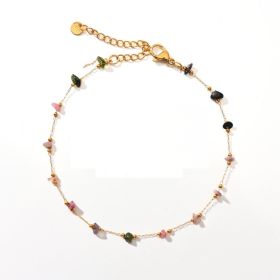 Fashion Trend Irregular Natural Stone Titanium Steel Anklet (Option: Style1)
