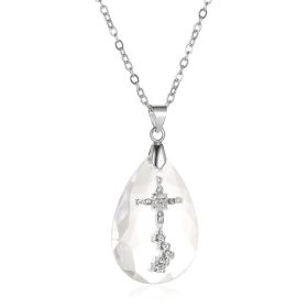 Simple Temperament Wild Drop Pendant Necklace (Option: White K-1PCS)