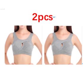 Plus Size Women Bra Ladies Cotton Quake-Proof Underwear Sleep Tops No Buckles Non Wire Lingerie With Removable Padded (Option: Grey-3XL-2pcs)