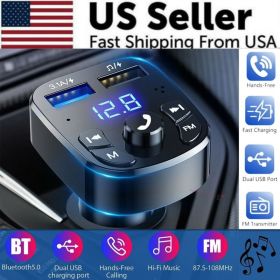 Wireless Car Bluetooth FM Transmitter MP3 Audio USB Charger Adapter Handsfree (Option: Default Title)