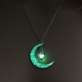Glowing Pendant Necklaces Silver Plated Chain Necklaces (Option: Green)