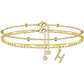 26 Letters Anklet Zircon Letters Simple (Option: H)