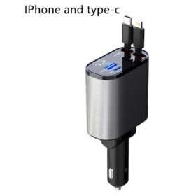 Metal Car Charger 100W Super Fast Charging Car Cigarette Lighter USB And TYPE-C Adapter (Option: Apple plus Huawei-60W)