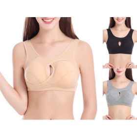 Plus Size Women Bra Ladies Cotton Quake-Proof Underwear Sleep Tops No Buckles Non Wire Lingerie With Removable Padded (Option: 3color-3XL-1pc)