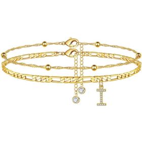 26 Letters Anklet Zircon Letters Simple (Option: I)