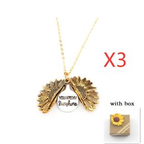 Sunflower Double Lettering Necklace (Option: Gold with box 3PCS)