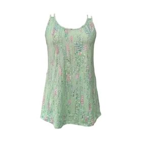 Summer Casual Sleeveless Top Printed Double Shoulder Strap Women's Stylish Camisole. (Option: S)