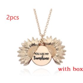 Sunflower Double Lettering Necklace (Option: Rose gold with box 2pcs)