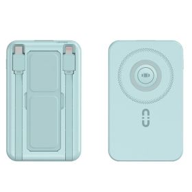 1Pc 3 In 1 10000mAh MagSafe Fast Charging Power Bank PD20W Portable Charger With 2 Built In Cables Stand Fit For IOS Phone 16 15 13 Series And Mo (Option: SkyBlue)