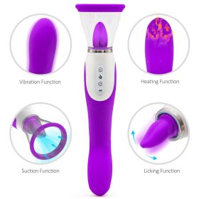 Fashion Sexy G Spott Female massage jacket2 in 1 Clitorial Stimulation Rose Shape toy for Women Funny Suction  Licking Toys Women Suck Clitorial (Color: Purple)