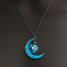 Glowing Pendant Necklaces Silver Plated Chain Necklaces (Option: NY346 Bluegreen)