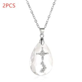 Simple Temperament Wild Drop Pendant Necklace (Option: White K-2PCS)