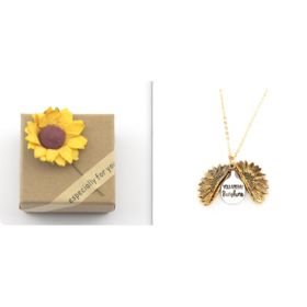 Sunflower Double Lettering Necklace (Option: Gold set)