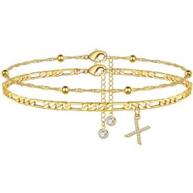 26 Letters Anklet Zircon Letters Simple (Option: X)
