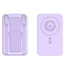 1Pc 3 In 1 10000mAh MagSafe Fast Charging Power Bank PD20W Portable Charger With 2 Built In Cables Stand Fit For IOS Phone 16 15 13 Series And Mo (Option: Purple)
