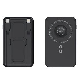 1Pc 3 In 1 10000mAh MagSafe Fast Charging Power Bank PD20W Portable Charger With 2 Built In Cables Stand Fit For IOS Phone 16 15 13 Series And Mo (Option: Black)