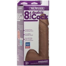 Vac U Lock 8 Inch Realistic Cock (Option: Brown)