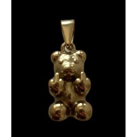 Pendant Only  NO CHAIN (Option: Gold-Middle finger bear pendant)